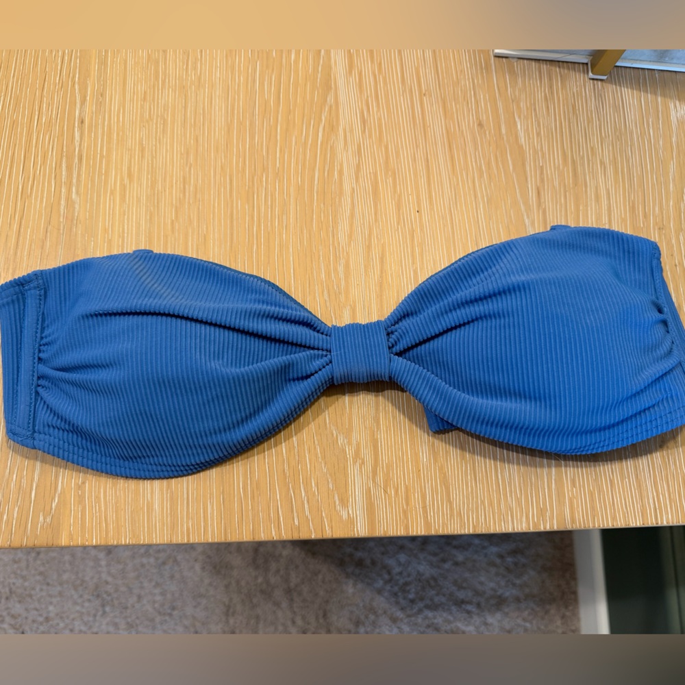 Abercrombie & Fitch Strapless Bright Blue Ribbed Bikini Top